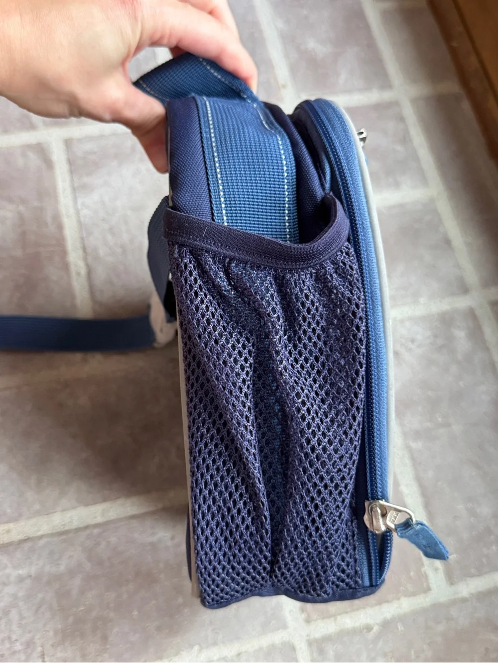 Pottery Barn Kids Navy Backpack and Lunch Bag with Truck Accent